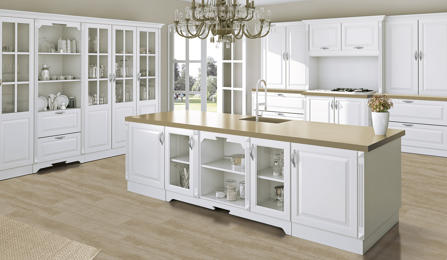 cocina blanca con isla